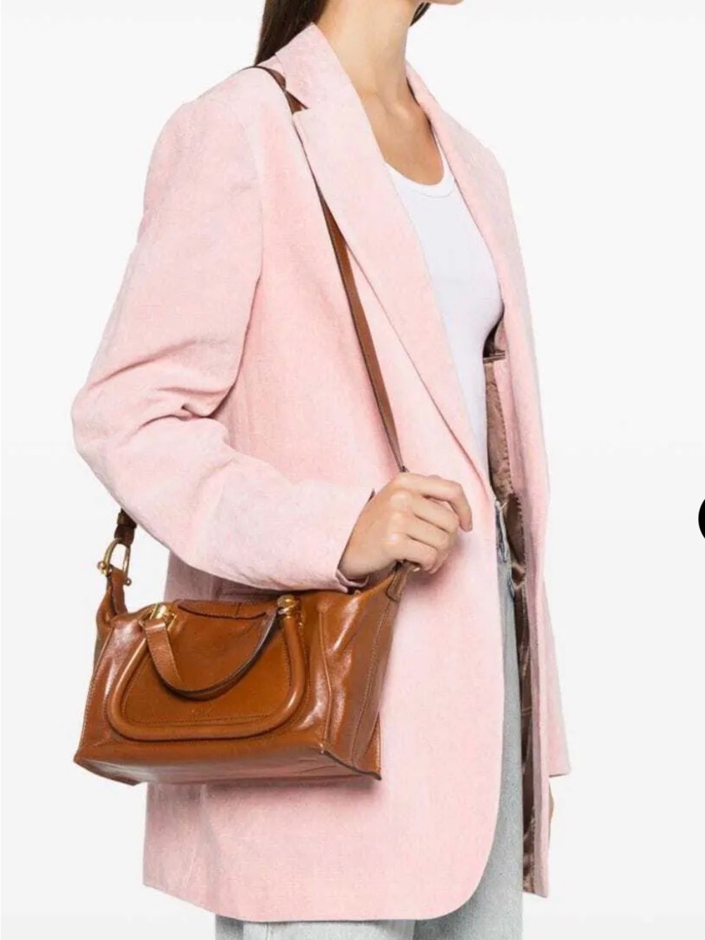 Chloé Brown Leather Shoulder Bag with Gold Hardware